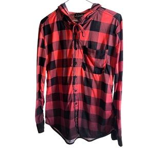 J for Justify ombré button down hoodie